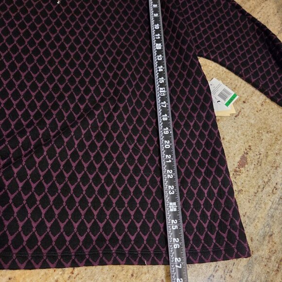 New! ECI Size L Sweater Black Purple Embellished Neck Rhinestone Geometric - Picture 4 of 16